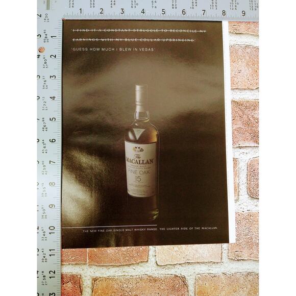 2004 Macallan Fine Oak 15 Print Ad Whiskey Bottle Crossed Out Quote Vegas Blew - Picture 4 of 9